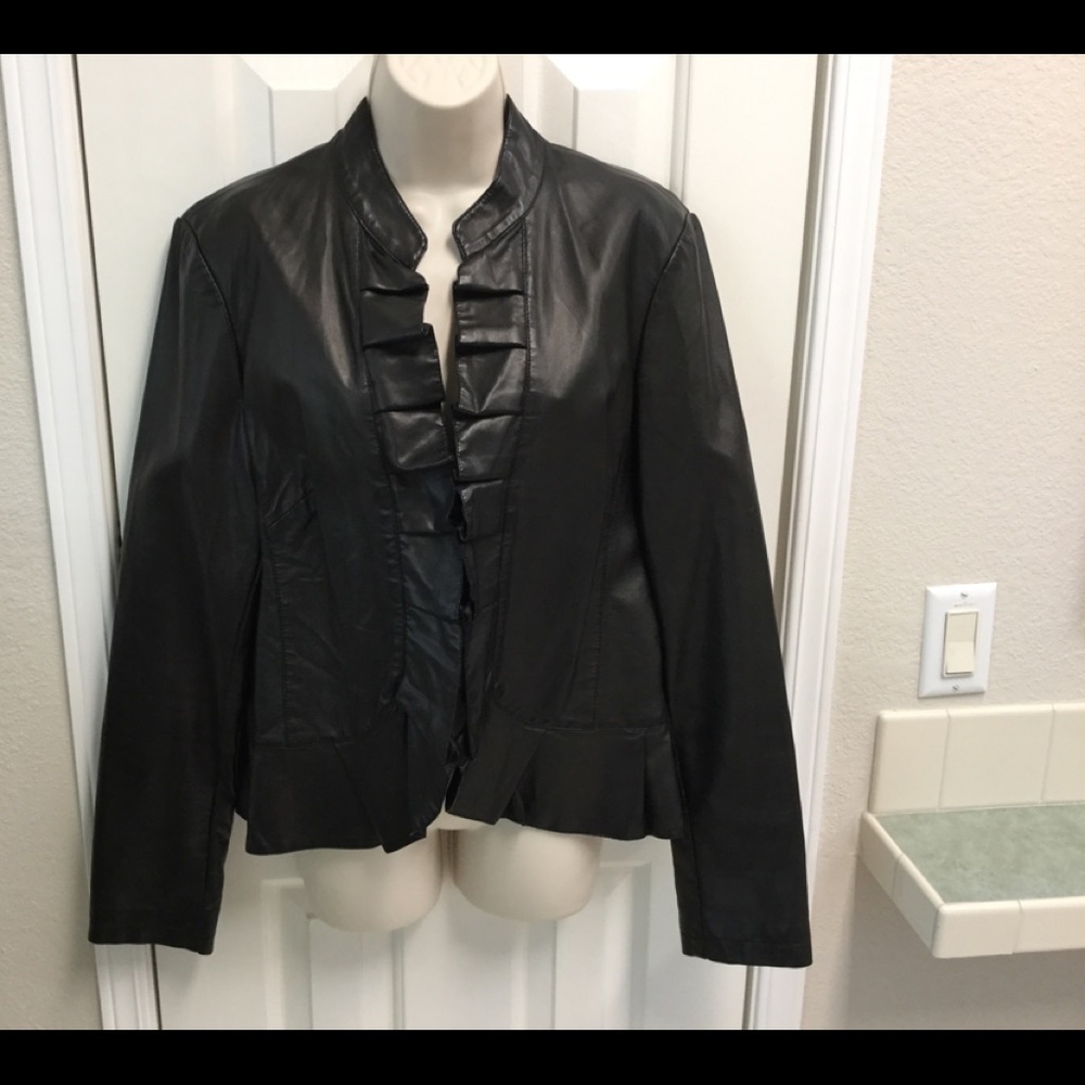 INC brand faux leather blazer